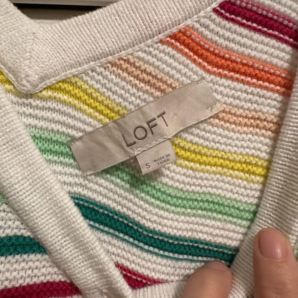 LOFT Multicolor Striped Button-Front Tank Top - Picture 4 of 4
